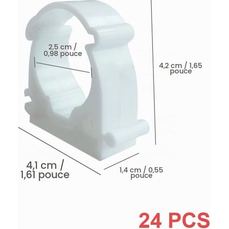 Clips de Tuyau en PPR,permet de fixer des tuyaux PPR,conception en U,système de fixation par clips,4.2x4.1x1.4cm,diamètre:2.5cm,tuyaux (1/4)