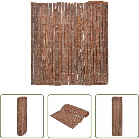 vidaXL Clôture bois - Clôture en écorce Marron 100 x 600 cm Écorce (1/5)