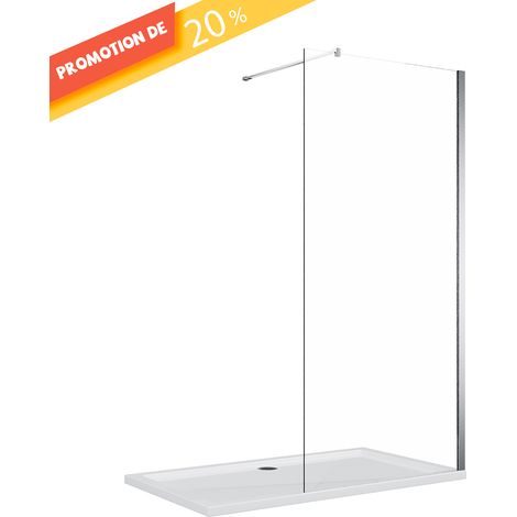 SIRHONA Paroi de Douche 76x200 cm Walk-in Panneau Fixe,Verre Trempé de Sécurité Nano 8 mm,Ecran en Verre Facile à Nettoyer (1/4)