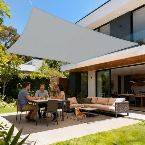 Voile d'ombrage 3x4m Rectangulaire Imperméable à l'eau Toile d'ombrage Gris avec 95% de Protection UV pour Patio Extérieur Jardin