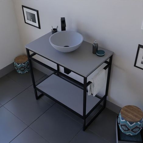 Meuble salle de bain avec vasque à poser STRUCTURA 80 cm- Gris