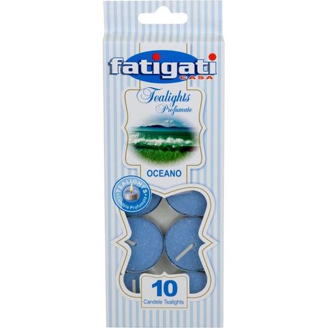 TrAdE Shop Traesio - Set 12 Pz Da 10 Candele Profumate Tealight Lumini Rotondi Alla Fragranza Oceano 295395 -