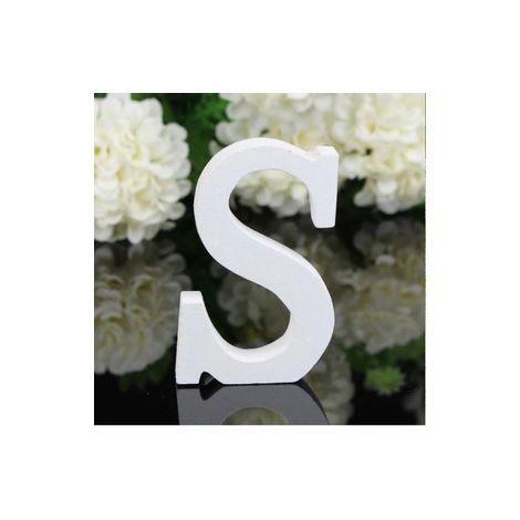 LETTERA "S" IN LEGNO BIANCO 12CM ALFABETO MATRIMONI COMPLEANNI DECORAZIONI FESTA