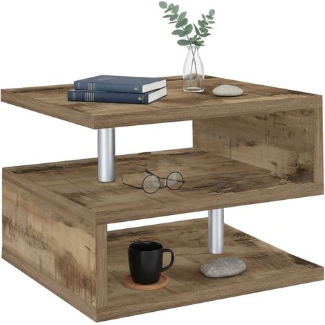 Dmora - Tavolino da salotto Chanthu, Tavolino soggiorno, Mobile portaoggetti basso, Tavolino da caffè, 55x55h41 cm, Acero