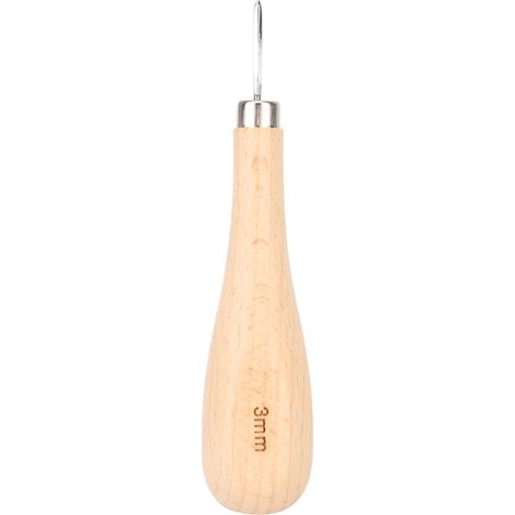 Alêne Diamant Pointe 3mm pour Cuir, Manche en Hêtre - Outil de Perçage Professionnel (1/5)