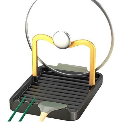 Support De Couvercle De Casserole Repose Cuillere Cuisine Plateau D'éGouttement Pour Ustensiles De Cuisine, Couvercle De Casserole Et CuillèRe (1/5)