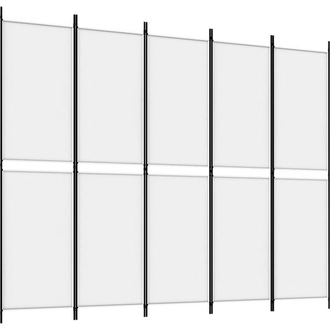 Paravent Cloison de séparation 4 panneaux, Pour Jardin, Balcon, Terrasse Blanc 250x200 cm Tissu OIB2378E (1/5)