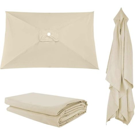 1 Ersatz-Sonnenschirmdach – UV-Schutz und wasserdicht – für Garten, Terrasse, Pool – Beige – 200 x 300 cm (1/5)