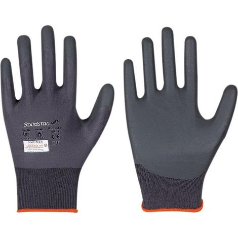 Gant Solidstar Soft 1463 taille 8 gris EN 388 catégorie EPI II nylon/élasthanne avec mousse de nitrile 12 paire LEIPOLD (Par 12) (1/4)
