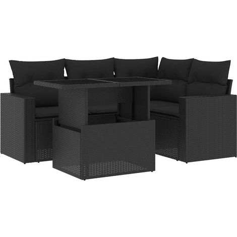 Maison Exclusive - Set Divani da Giardino 5 pz con Cuscini in Polyrattan Nero