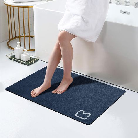 1 Tapis de bain, Pierre de diatomite, Séchage rapide, Antidérapant, Faux daim, Salle de bain (1/5)