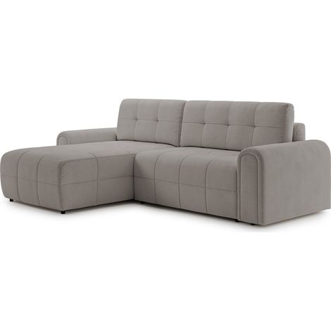 Selsey Simolla – Ecksofa mit Schlaffunktion und Bettkasten, links, Chenille, Greige