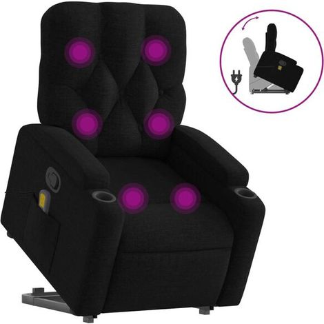 Chaise de massage ergonomique en tissu noir – Siège relaxant avec fonction chauffage, vibration et réglage inclinable pour soulager les tensions dorsales (1/5)