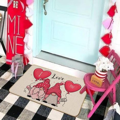 Tapis De Seuil - Tapis D'Entrée Non Glissant - Pour Décoration Intérieure Et Extérieure - Motif Saint-Valentin - 30 X 20 Cm - 1 Pièce (1/5)