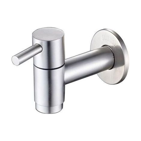 1 pcs Robinet d\'évier de salle de bain mural en acier inoxydable, robinet d\'eau froide, robinet d\'eau froide, robinets utilitaires de blanchisserie de jardin, filetage G1/2\" (1/4)