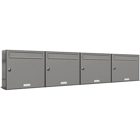 4er Premium Briefkasten Aluminiumgrau RAL Farbe 9007 für Außen Wand Postkasten 4x1 (1/5)