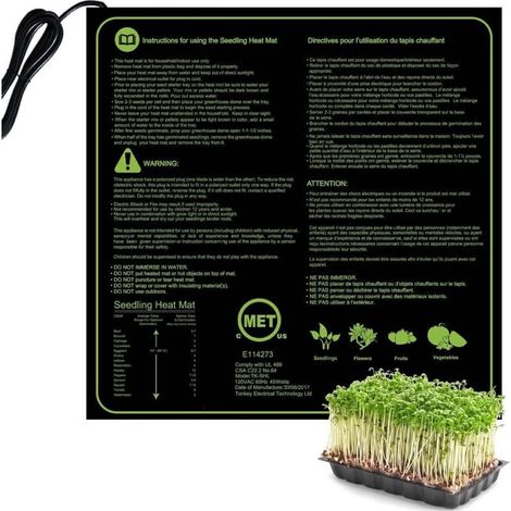Tapis Chauffant pour Semis & Bouturages, Tapis Chauffant Intérieur Accessoire Serre Jarden Pot de Germination,Coussin de Chauffage Hydroponique Imperméable pour Reptile Amphibien,50x52cm/20×20.5inch (1/4)