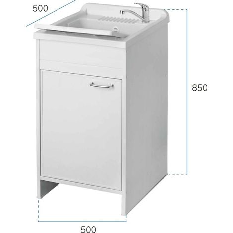 Negrari mobile lavatoio ad 1 anta in pvc garden con lavabo kit scarico incluso misure 50x50 cm - confezione 1 (1/3)