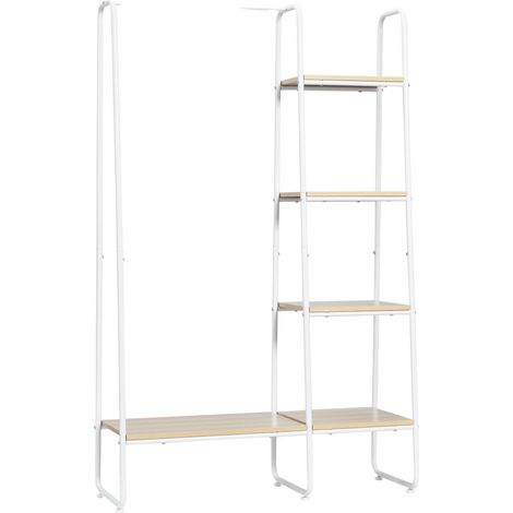 Perchero con 5 estantes, elegante organizador para recibidor, blanco, 101 x 39 x 160 cm (1/2)