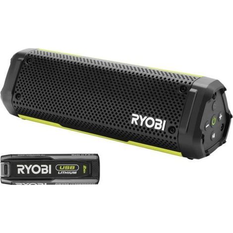 Bluetooth-Lautsprecher - RYOBI - 4V - IP67 - USB-C-Kabel - 1 Batterie 4V 2,0 Ah USB Lithium