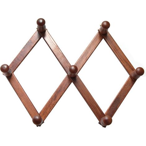 appendiabiti estensibile in legno noce 7 ganci attaccapanni 40 cm (1/2)
