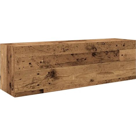 Práctico armario de pared para baño con un diseño atemporal 100 x 25 x 30 cm fabricado en madera de ingeniería con acabado envejecido 020051291 (1/5)