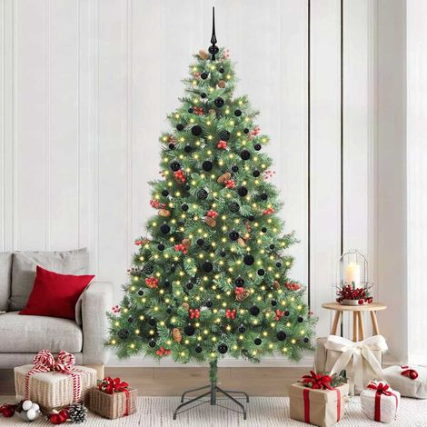 vidaXL Sapin de Noël artificiel 300 LED Blanc chaud PVC et métal Vert (1/5)