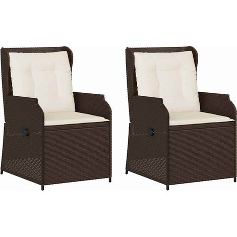 Banc de jardin,Banquette de jardin,Chaise avec coussin 2 pcs Marron Poly rotin CFW61755 (1/5)