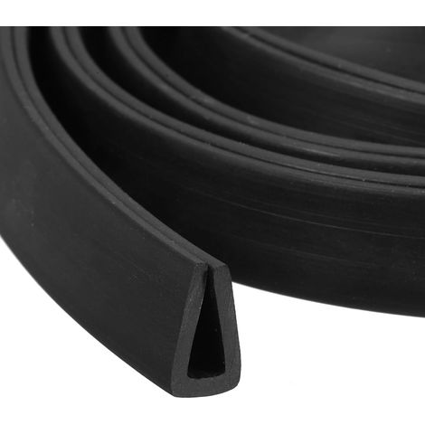 U Shape Edge Profile, 2 Metres Length Rubber Protective Strip, Suitable for Edges 3.5 to 4 mm Thick, (9/32" W x 7/16" H) Black (1/5)
