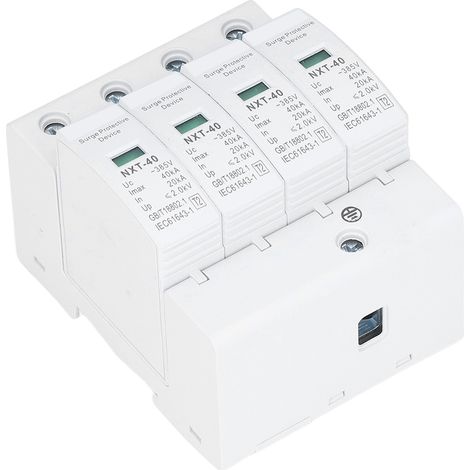 Dispositif de protection contre les surtensions PA66, protecteur contre les surtensions domestiques basse tension, 4 pôles, 40 kA, 230-400 V (1/5)