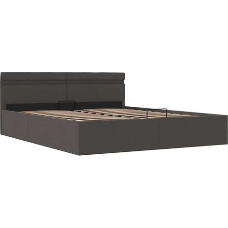 Maison Exclusive - Giroletto con Contenitore e LED Grigio Scuro Tessuto 180x200 cm