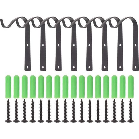 Lot de 8 crochets muraux noirs en forme de S pour suspendre des plantes, pour panier de fleurs (1/4)