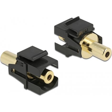 Delock MÃ³dulo Keystone jack estÃ©reo hembra de 3,5 mm de 3 pines a jack estÃ©reo hembra de 3,5 mm de 3 pines chapado en dorado y negro