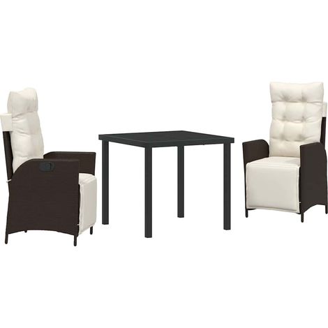 Garden Dining Set with Cushion 3 pcs Brown Poly Rattan vidaXL (1/5)