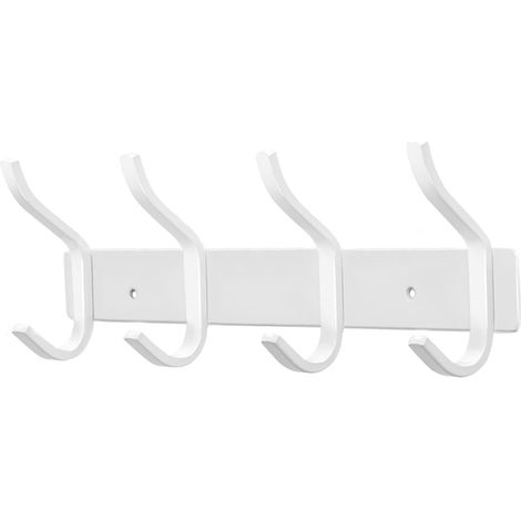 Porte Manteau Mural de 4 Crochets, Patères Porte Manteaux Crochet Mural pour Serviettes en Acier Inoxydable (Blanc, 4 Crochets) (1/5)