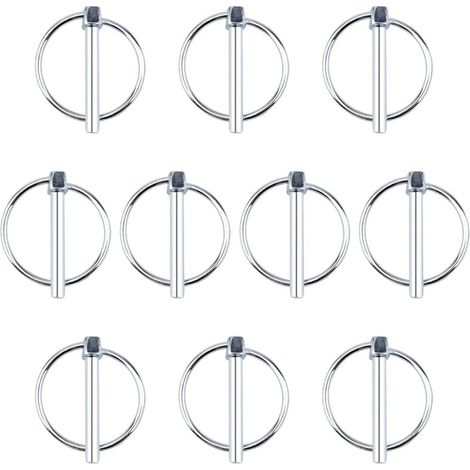 Lot de 10 goupilles de verrouillage de remorque en acier au carbone de 6 mm de diamètre pour rail de ferme, pelouse (1/5)