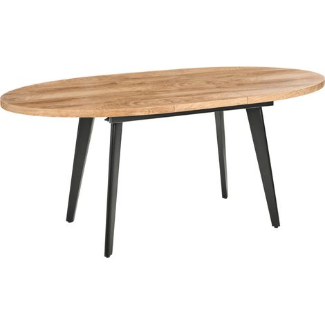 Mesa de comedor ovalada extensible alas de mariposa patas de metal marrón Dutton