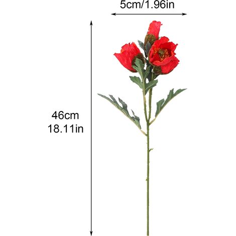 Coquelicot artificiel, faux coquelicot, ornement décoratif pour salon - blanc (1/5)
