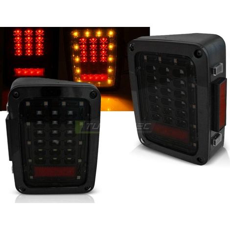 Paire feux arriere Jeep Wrangler JK 07-18 FULL LED Fume (1/4)