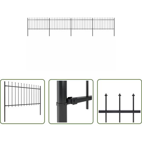 vidaXL Gartenzaun mit Speerspitze - Gartenzaun mit Speerspitze Stahl 714,5 x 100 cm Schwarz (1/5)