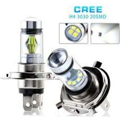 lampadine LED H4 ultra luminose da 100 W con 20 SMD, luce bianca 6000 K (1/3)