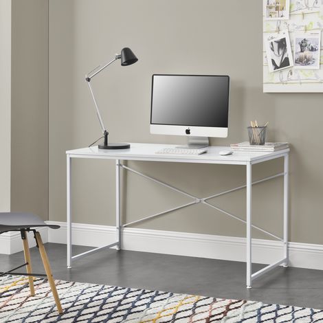 Mesa Escritorio Røros en MDF y metal 120 x 60 x 72 cm - Blanco [en.casa] (1/5)