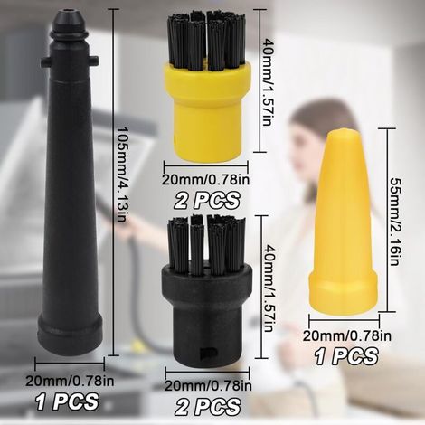 6 Pièces Accessoire pour Karcher Nettoyeur Vapeur, Kit Brosse Ronde et Embout Buse Accessoires, Compatible avec Kärcher SC1 SC2 SC3 SC4 SC5 SC7 CTK10 CTK20