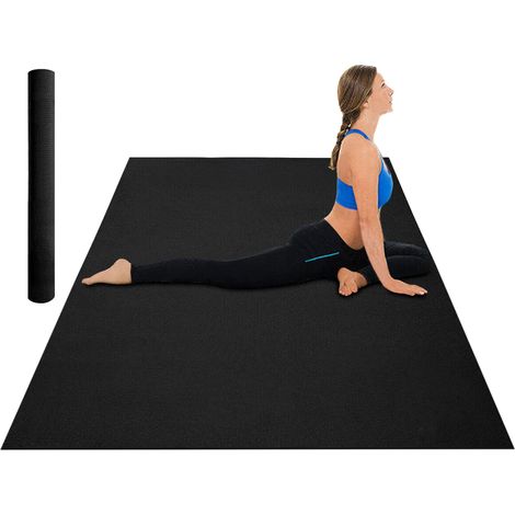 Tappeto Per Esercizi Grande Extra Large 120 x 180 Cm Antiscivolo Resistente Tappetino Allenamento Casa Palestra Materassino Fitness Pilates Yoga In Pvc Arrotolabile Facile Trasporto - Nero