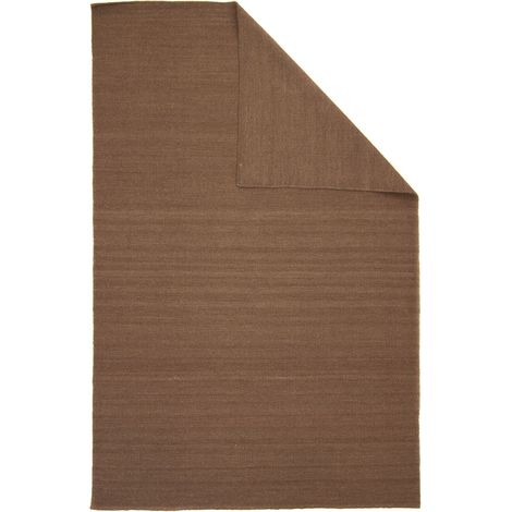 Kilim moderne Tapis Fabricio - Tapis en laine - 200x140cm, Rectangular - 100% Laine vierge - Tissé main - Marron (1/4)