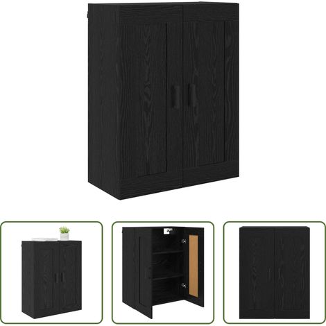 Wandregal - Wandschrank Schwarz Eichen-Optik 69,5 x 34 x 90 cm (1/5)