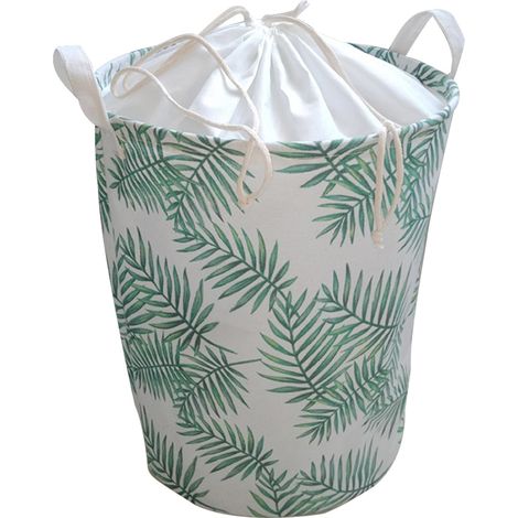 Panier À Linge - 65 L - Avec Cordon De Fermeture Et Couvercle - Pliable - Autoportant - En Toile Coton Revêtue PE - Poignées Renforcées - 1 Pièce (1/5)