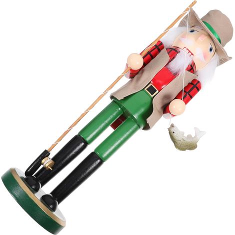 Casse-Noisette en Bois 38 Cm Décorations De Noël Traditionnelles Figurine Pêcheur Colorée Décoration Intérieure Festive (1/5)