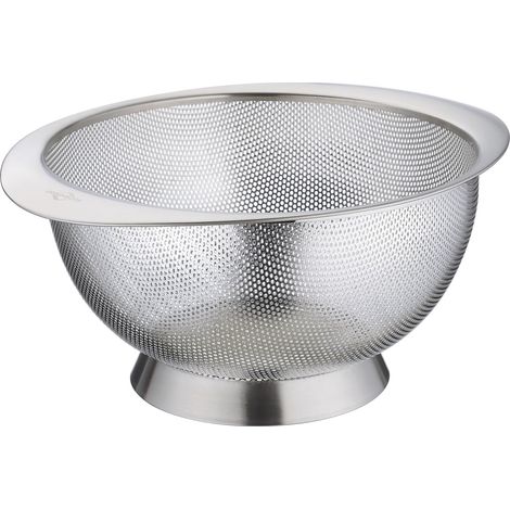 Passoire - En acier inoxydable - Pied et support large - Passoire pour pâtes, riz, fruits, légumes, salade - Peut également être utilisée comme bol - Matériau (1/3)