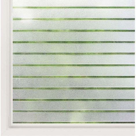 Elektrostatische Fensterfolie mit horizontalem Streifenmuster, blickdichte Fensterfolie, mattierte, selbstklebende Fensterfolie, Sichtschutz für Küche, Haushalt und Badezimmer, 45 x 200 cm